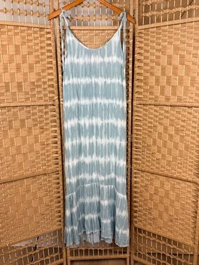 Mable Tie Strap Maxi Dress Size Medium Seafoam Green White Tie Dye Lined